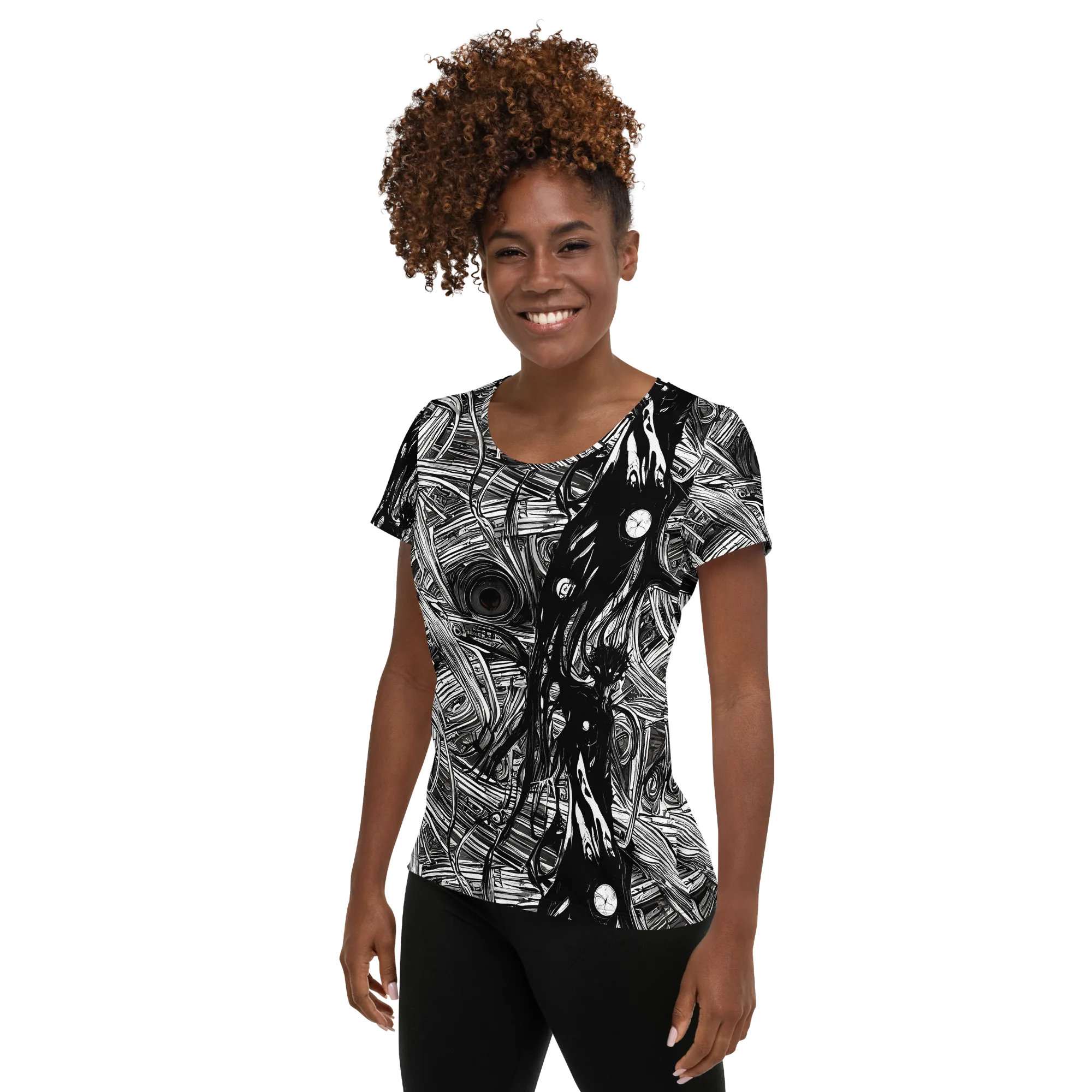 Mesmeric Tangles on Women's Athletic T-Shirt — Left