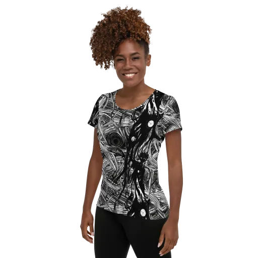 Mesmeric Tangles on a Women's Athletic T-Shirt