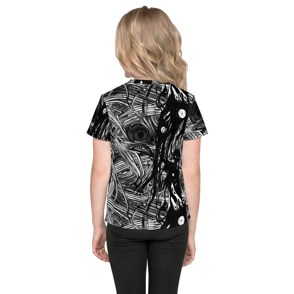 Mesmeric Tangles on Kids Crew Neck T-Shirt — Back