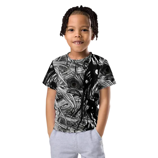 Mesmeric Tangles on a Kids Crew Neck T-Shirt