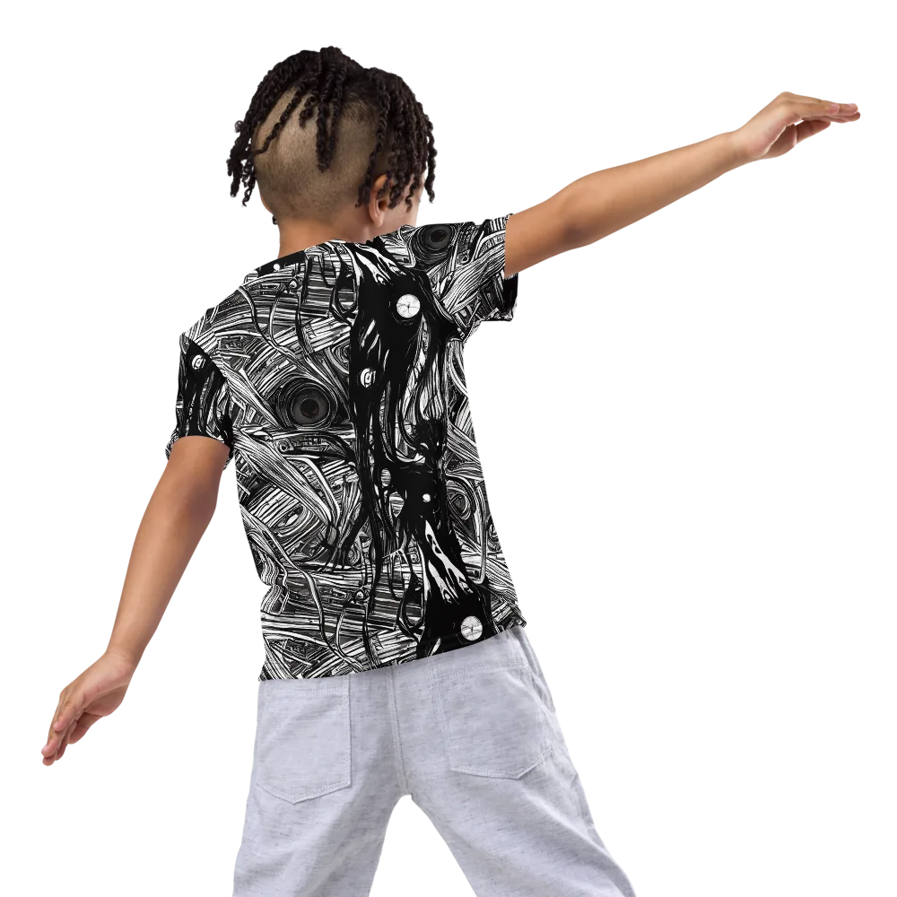 Mesmeric Tangles on Kids Crew Neck T-Shirt — Back