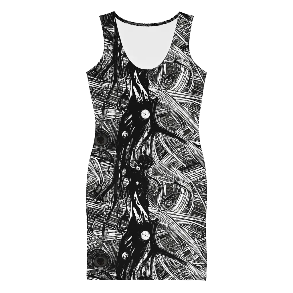Mesmeric Tangles on Bodycon Dress — Front