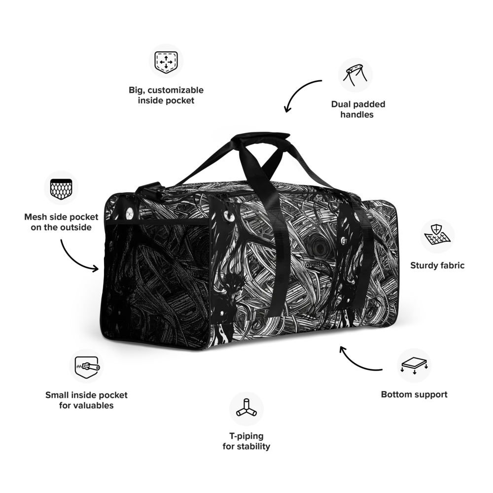 Mesmeric Tangles on Duffle Bag — Right Front