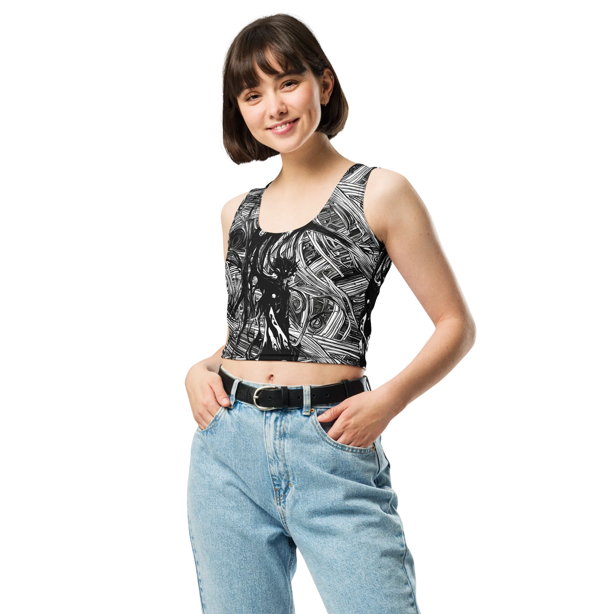 Mesmeric Tangles on Crop Top — Front