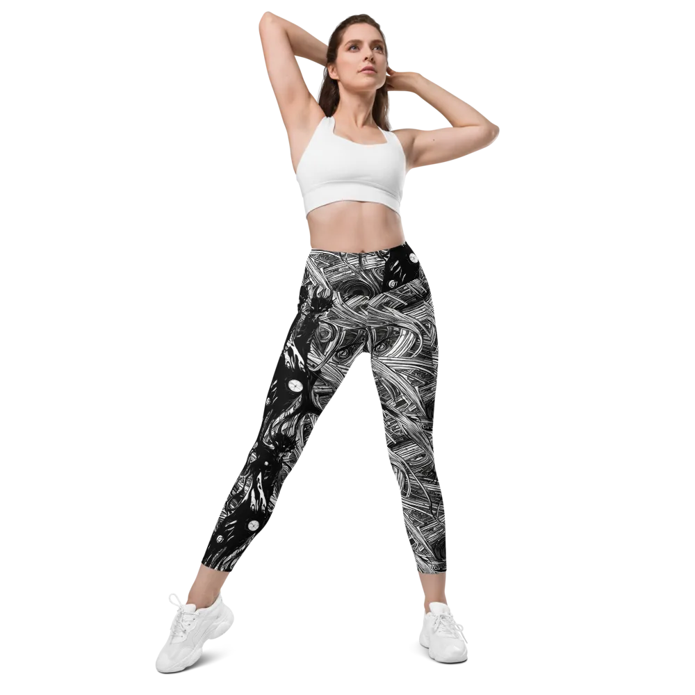 Mesmeric Tangles on Leggings with Pockets — Front