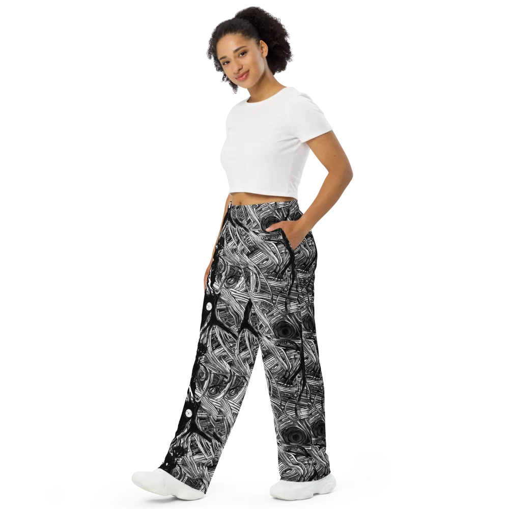Mesmeric Tangles on Wide-Leg Pants — Left Front