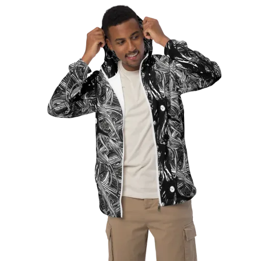 Mesmeric Tangles on a Men's Windbreaker