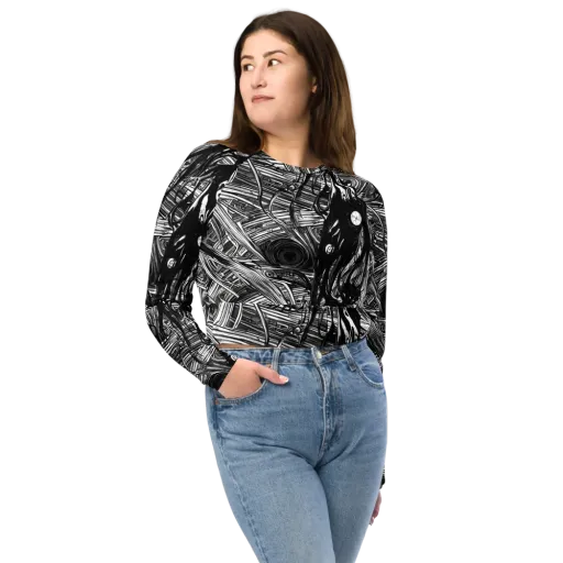 Mesmeric Tangles on a Long Sleeve Crop Top