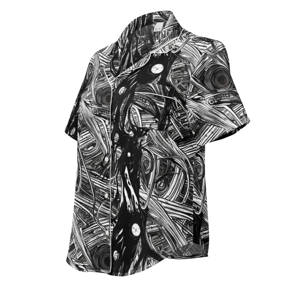 Mesmeric Tangles on Women's Short Sleeve Pajama Top — Left Front