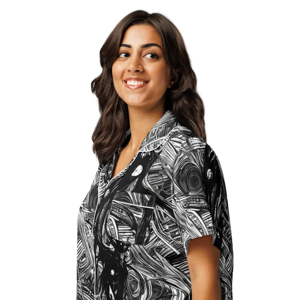 Mesmeric Tangles on Women's Short Sleeve Pajama Top — Left Front