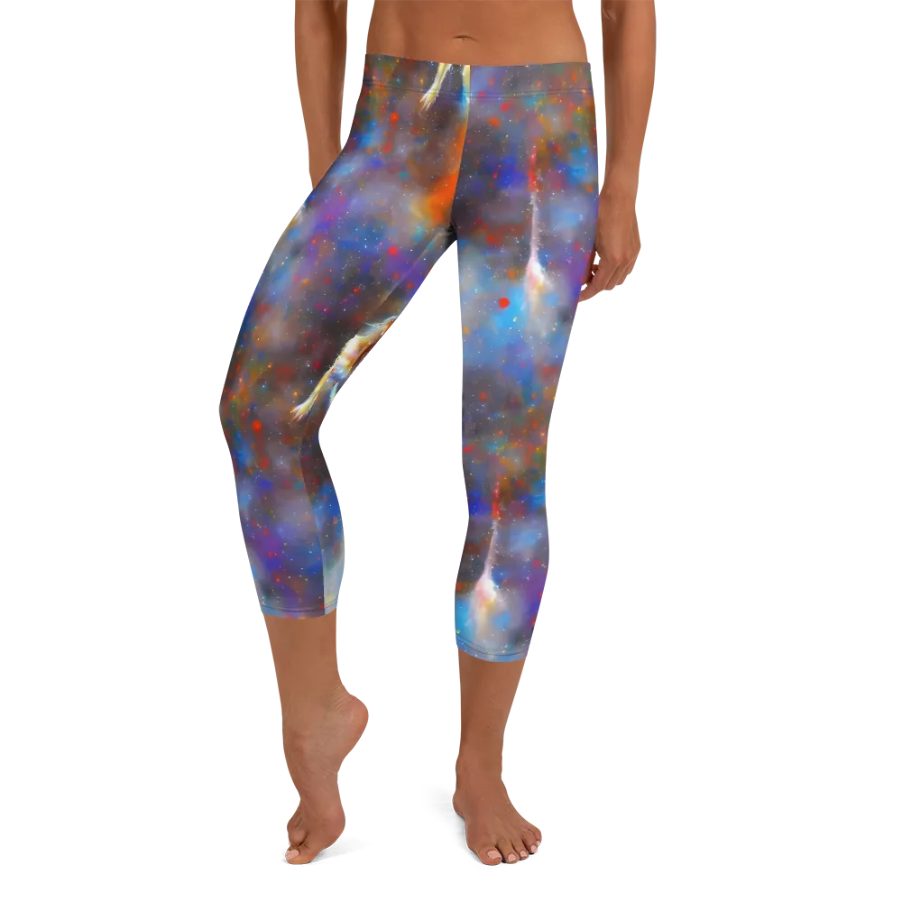 Impressionist Drift on Capri Leggings — Front