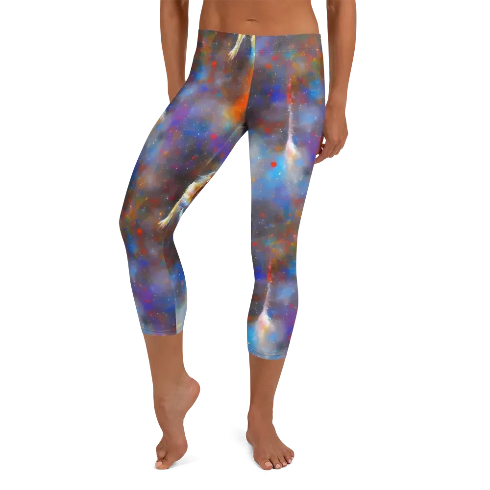 Impressionist Drift on Capri Leggings — Front