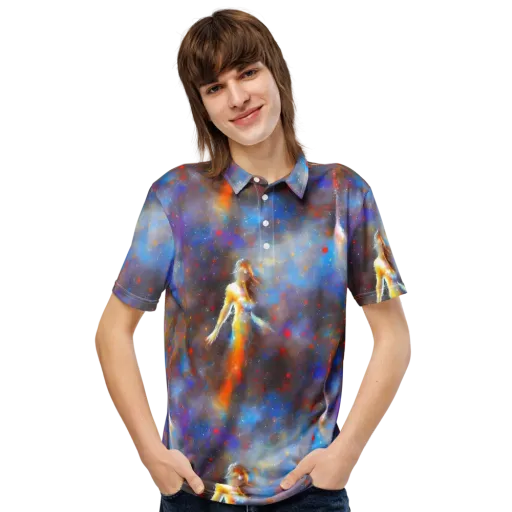 Impressionist Drift on a Men's Slim Fit Polo Shirt