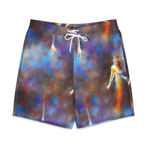 Impressionist Drift on a Men's Board Shorts