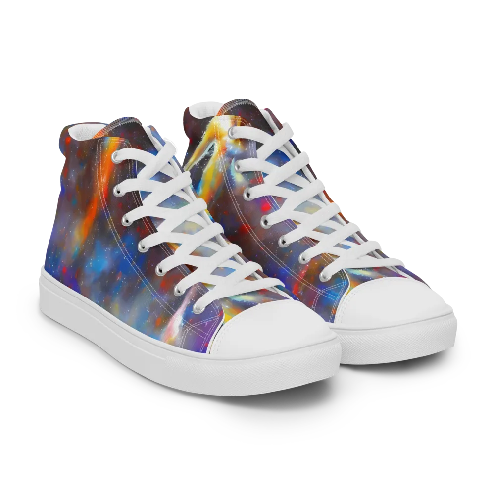 Impressionist Drift on Men's High Top Canvas Shoes — Right Front