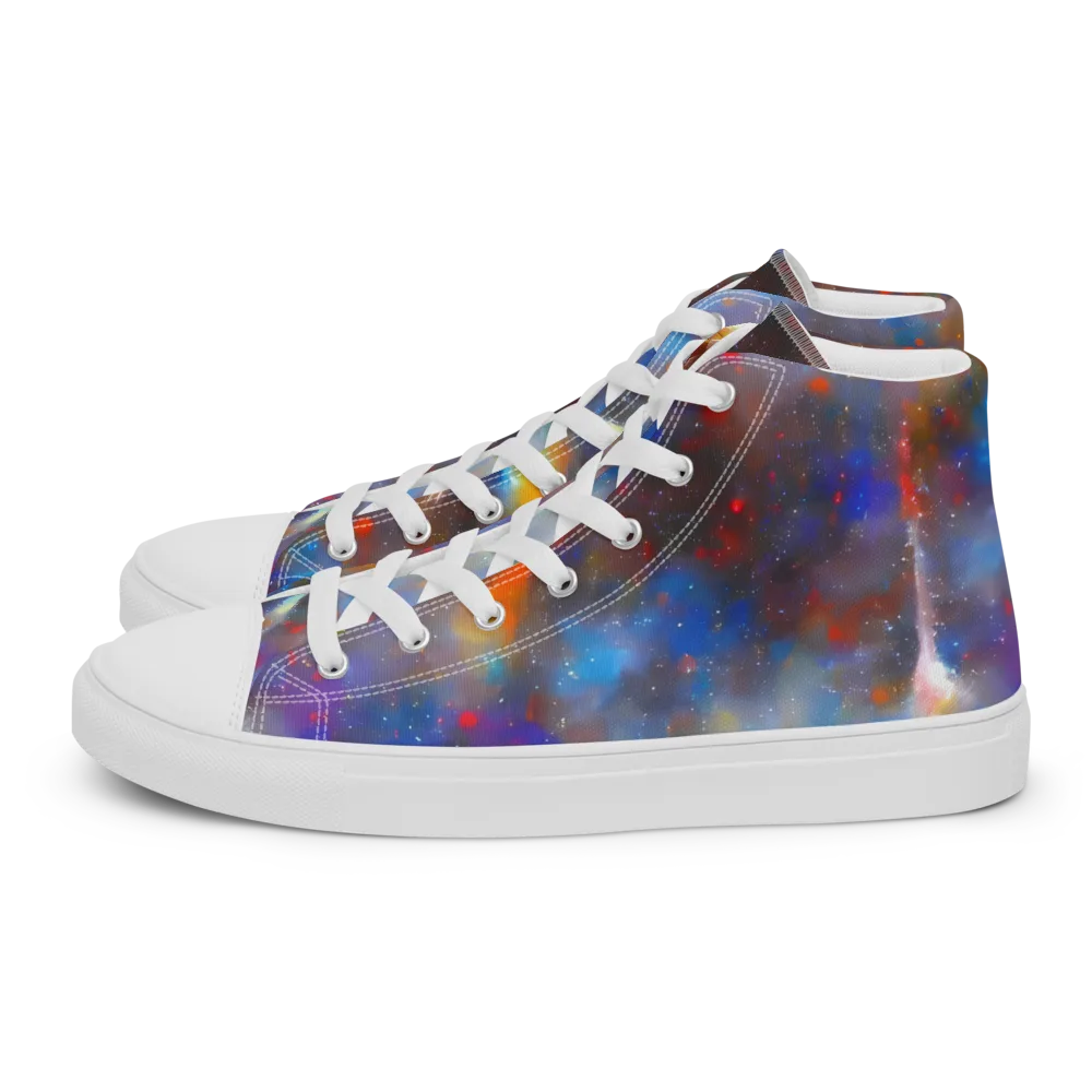 Impressionist Drift on Men's High Top Canvas Shoes — Left