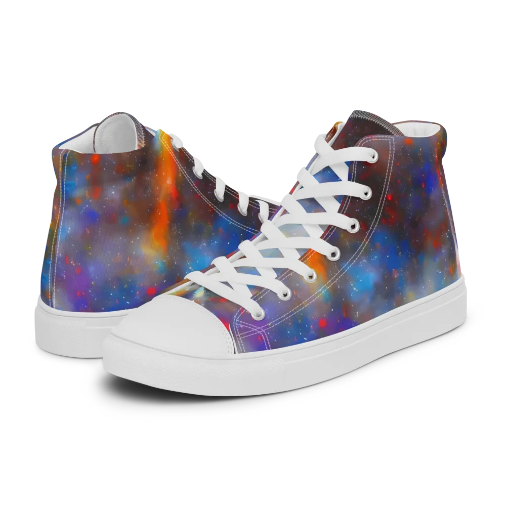 Impressionist Drift on Men's High Top Canvas Shoes — Left