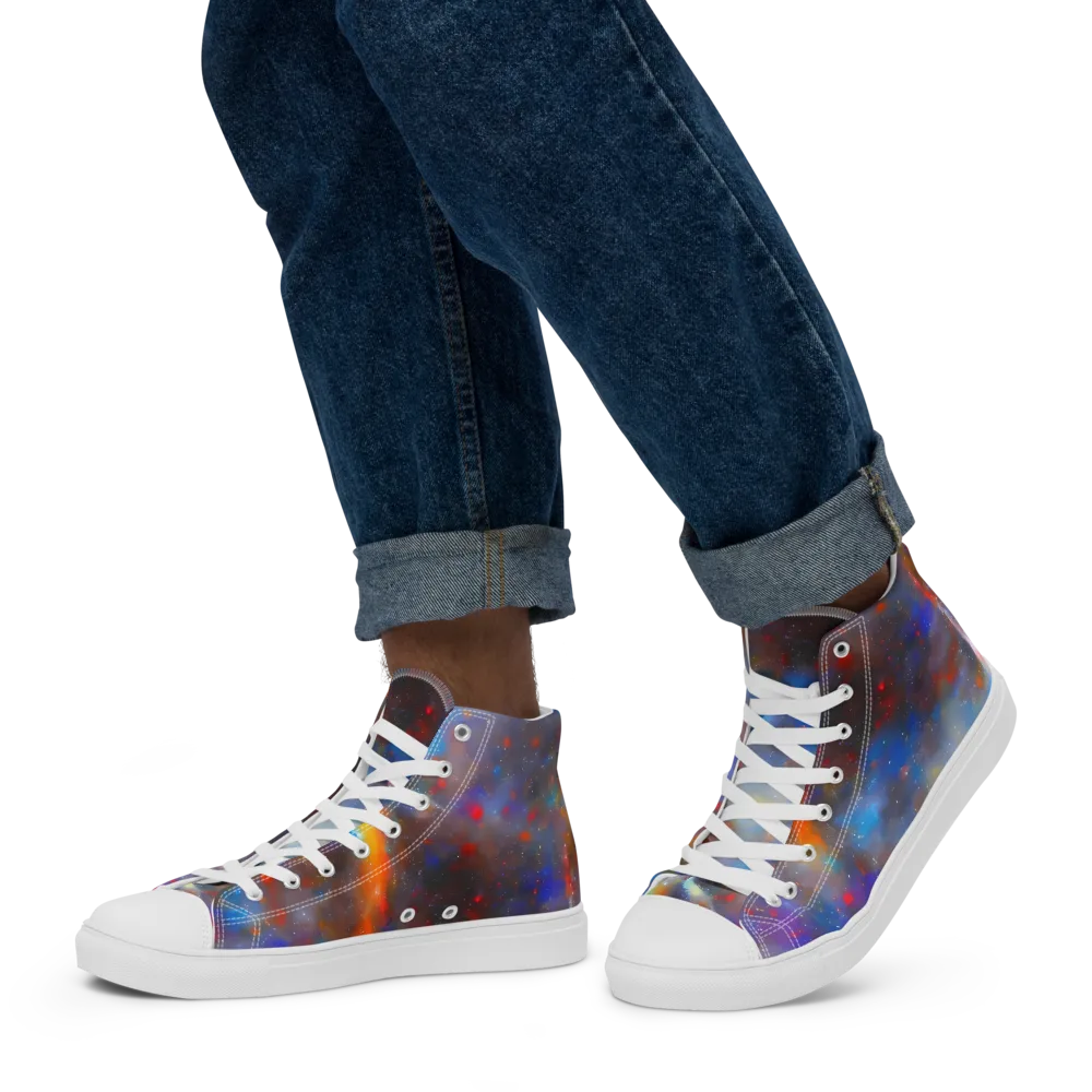 Impressionist Drift on Men's High Top Canvas Shoes — Left