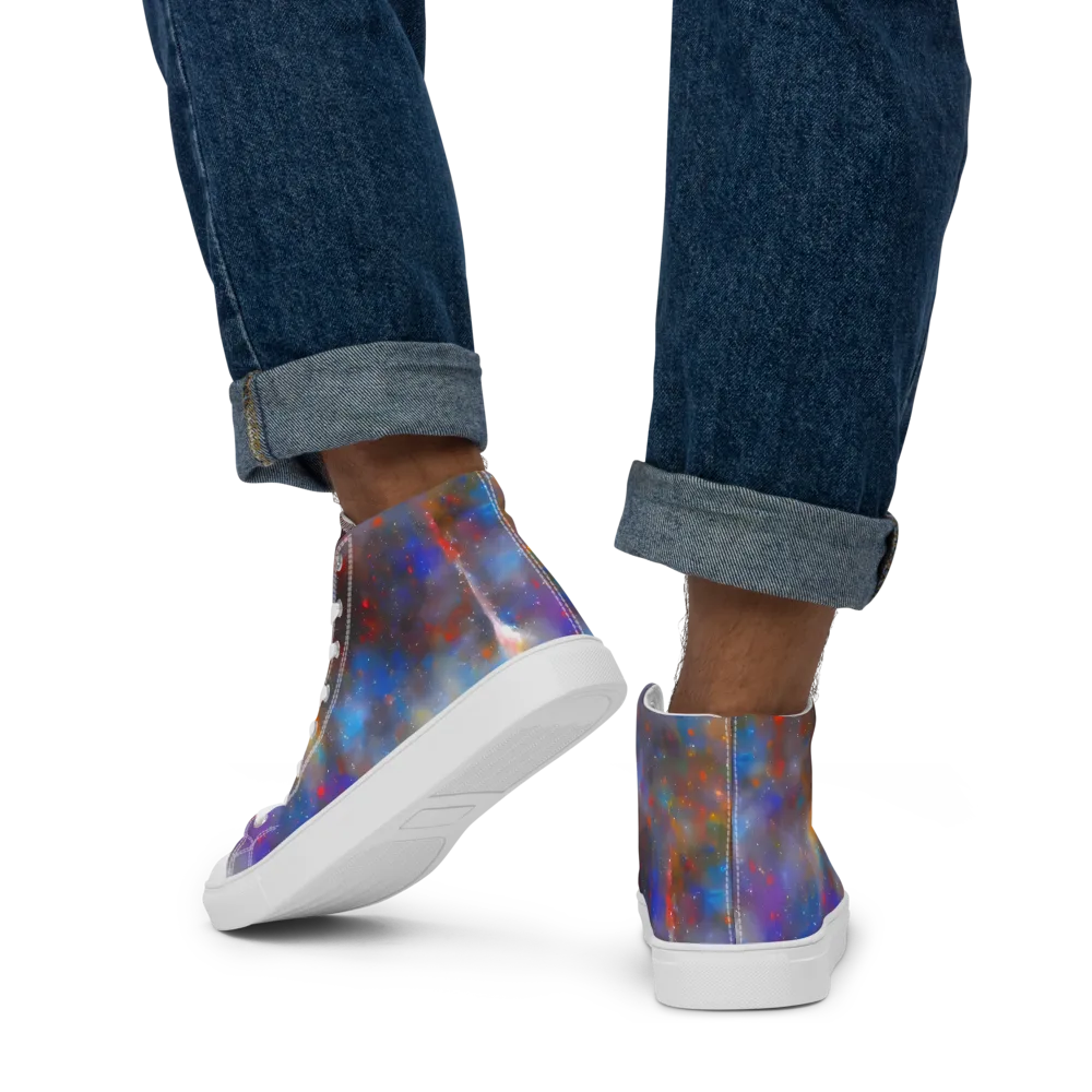 Impressionist Drift on Men's High Top Canvas Shoes — Back