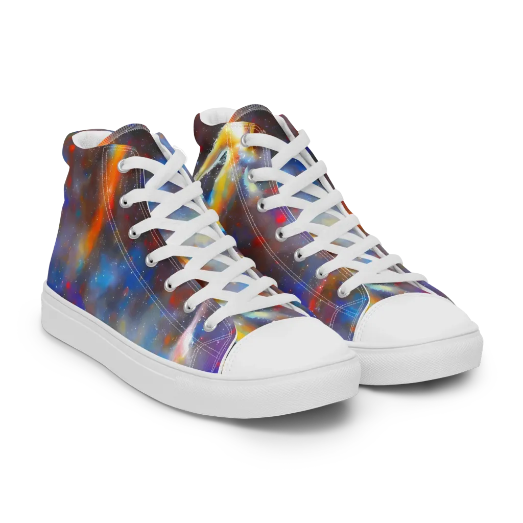 Impressionist Drift on Women's High Top Canvas Shoes — Right Front