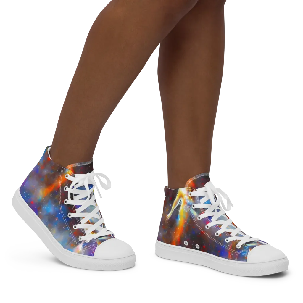 Impressionist Drift on Women's High Top Canvas Shoes — Right