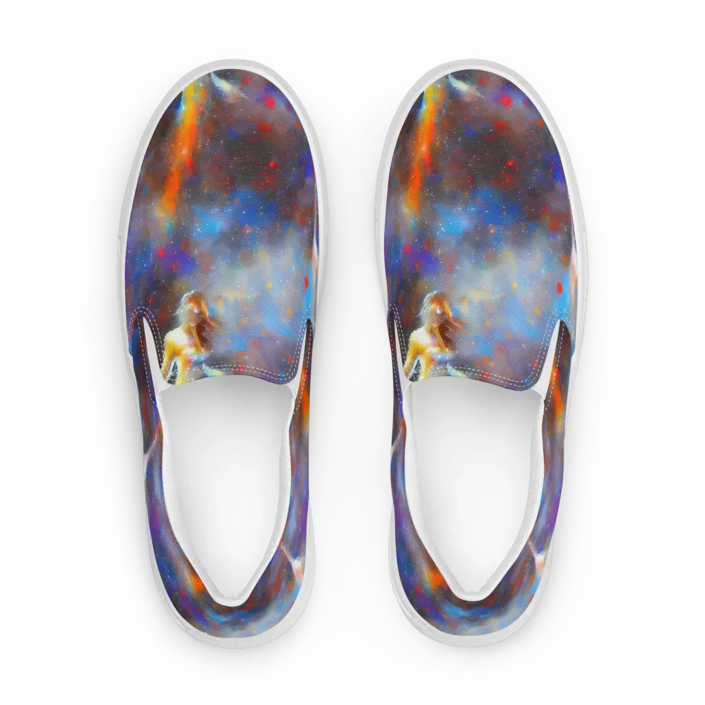 Impressionist Drift on Men's Slip-On Canvas Shoes — Front