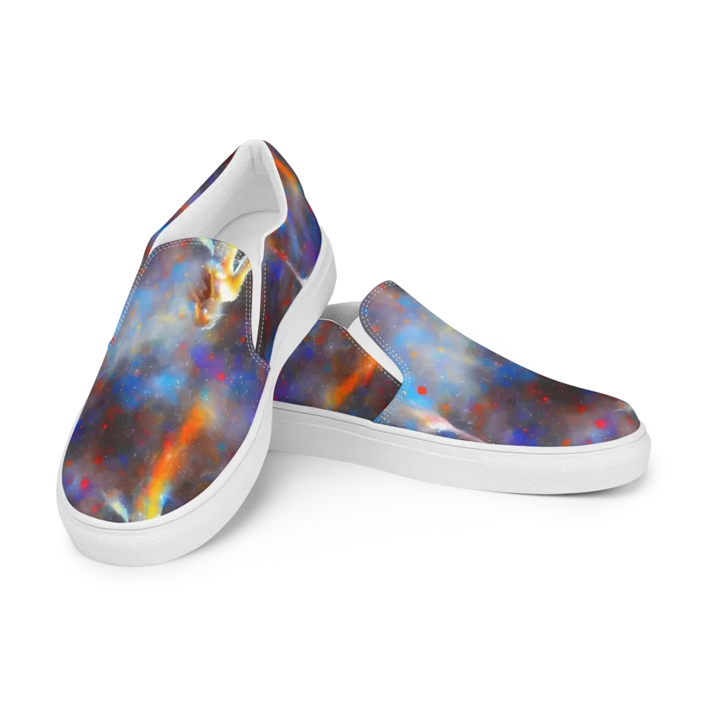 Impressionist Drift on Men's Slip-On Canvas Shoes — Left Front