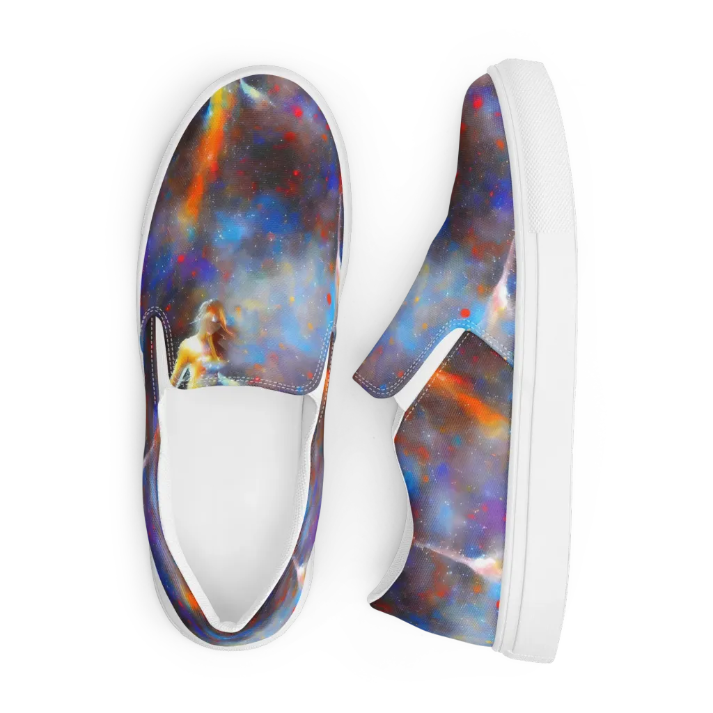 Impressionist Drift on Men's Slip-On Canvas Shoes — Front