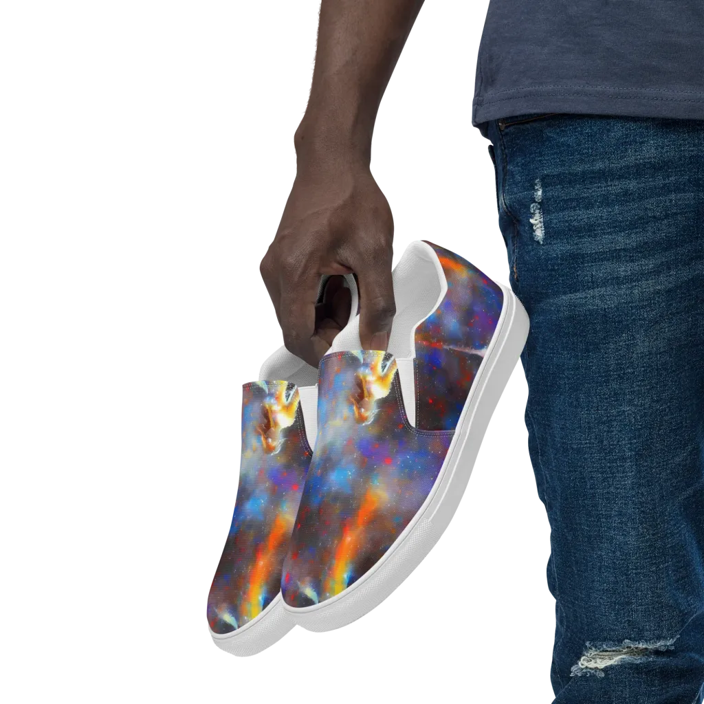 Impressionist Drift on Men's Slip-On Canvas Shoes — Left Front