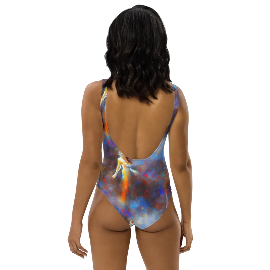 Impressionist Drift on One-Piece Swimsuit — Back
