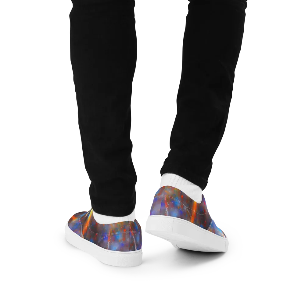 Impressionist Drift on Men's Lace-Up Canvas Shoes — Back