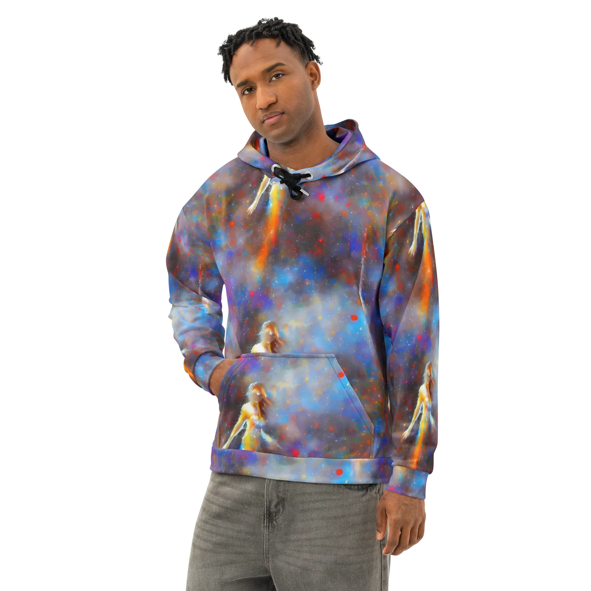 Impressionist Drift on Cotton Hoodie — Left Front