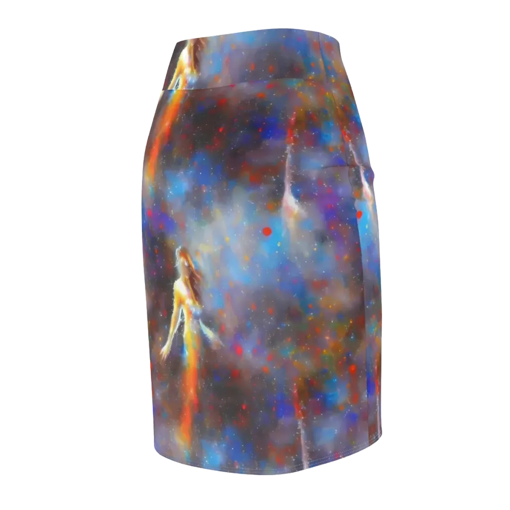 Impressionist Drift on Pencil Skirt — Back Side