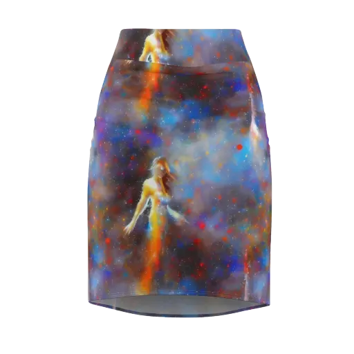 Impressionist Drift on a Pencil Skirt