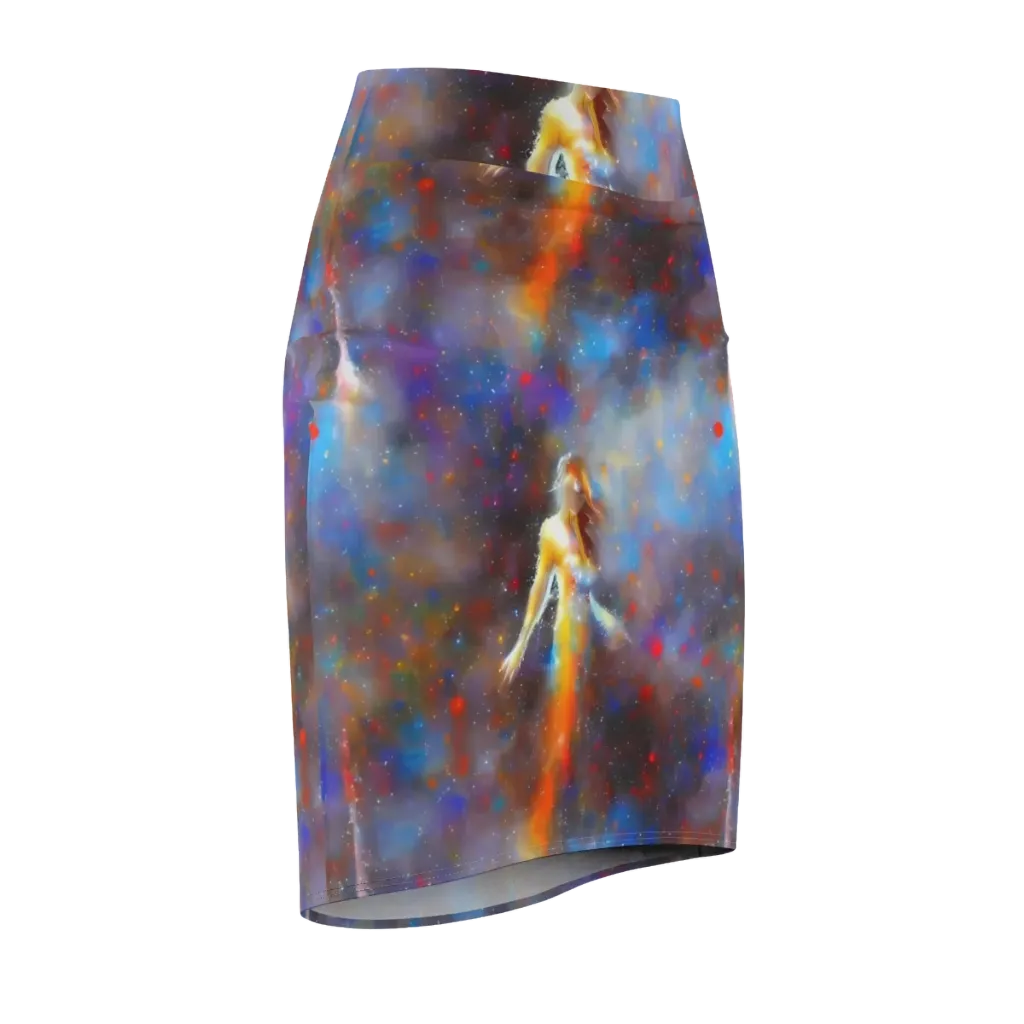 Impressionist Drift on Pencil Skirt — Front Side
