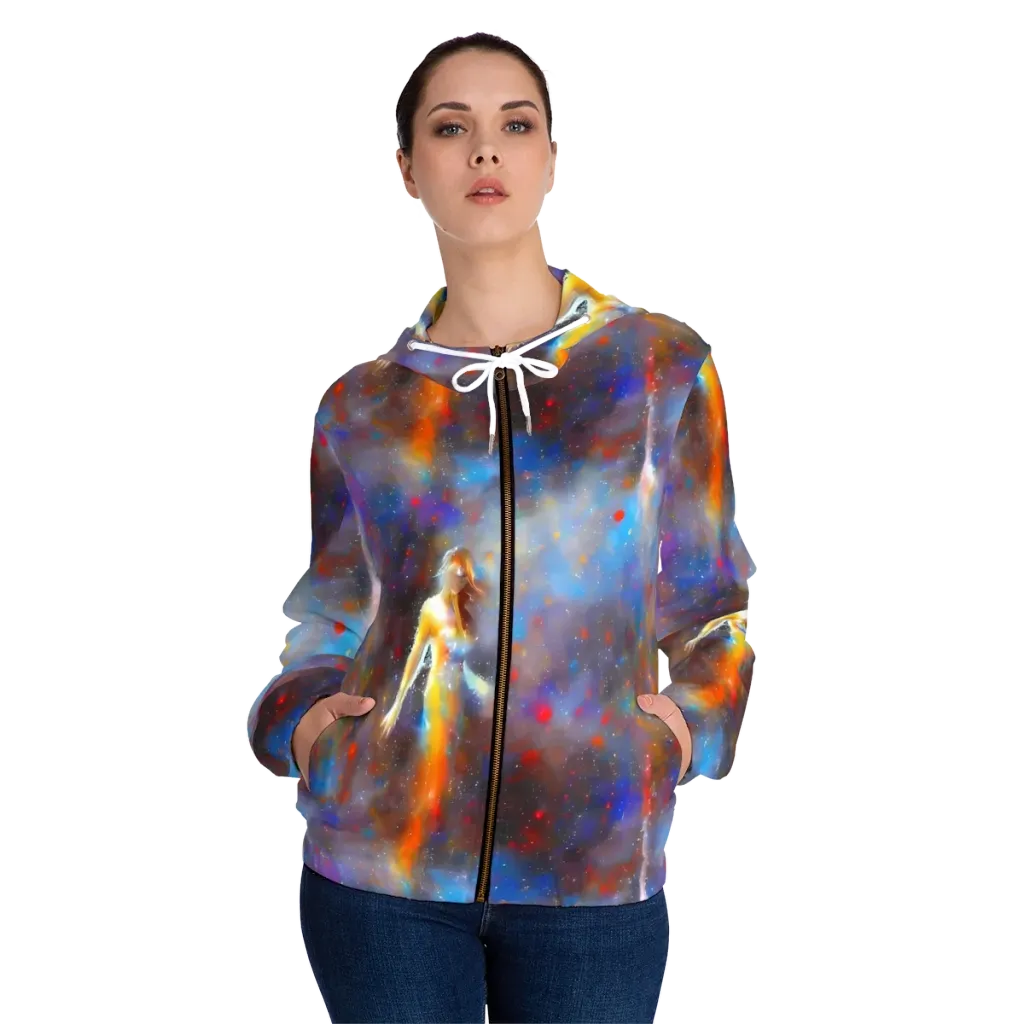 Impressionist Drift on Women's Full-Zip Hoodie — Front On Person