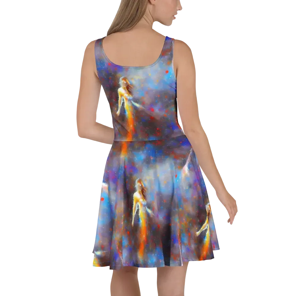 Impressionist Drift on Skater Dress — Back
