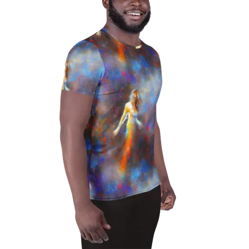 Impressionist Drift on a Men's Athletic T-Shirt