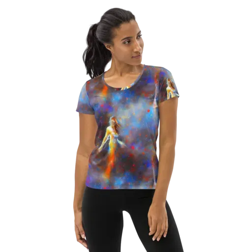 Impressionist Drift on a Women's Athletic T-Shirt