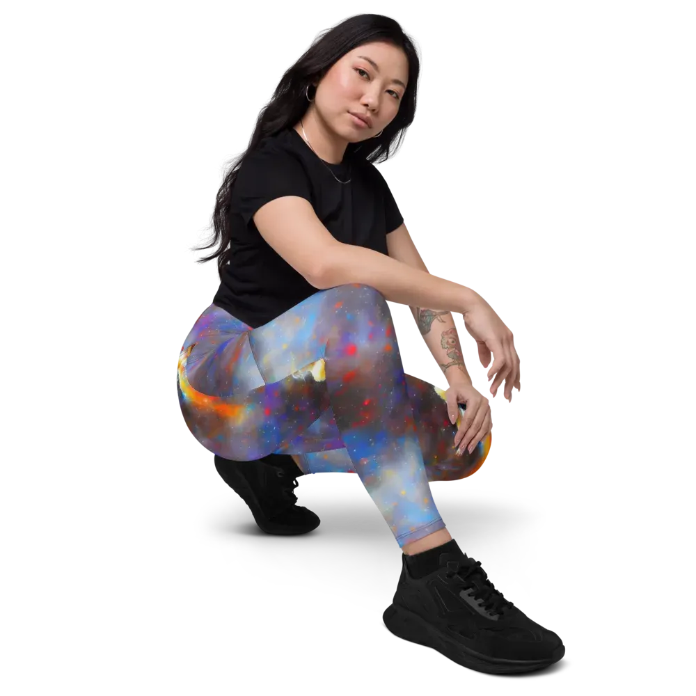 Impressionist Drift on Leggings with Pockets — Right Front