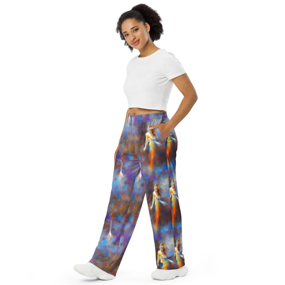 Impressionist Drift on Wide-Leg Pants — Left Front