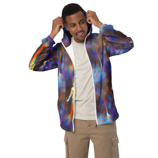 Impressionist Drift on a Men's Windbreaker