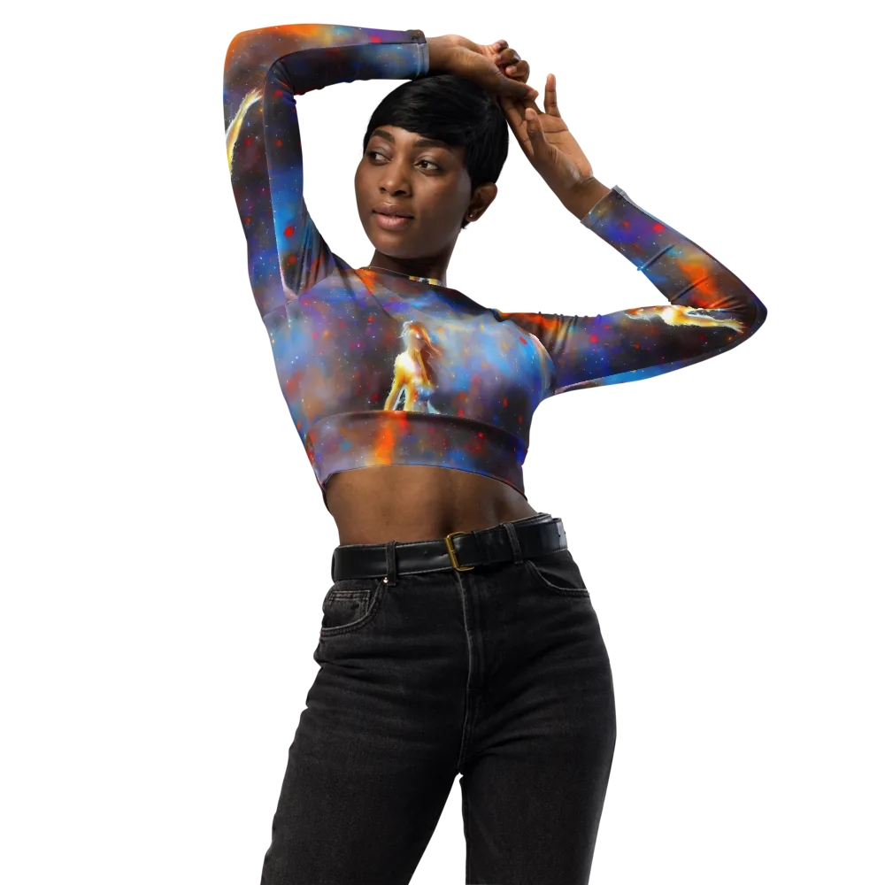 Impressionist Drift on Long Sleeve Crop Top — Front