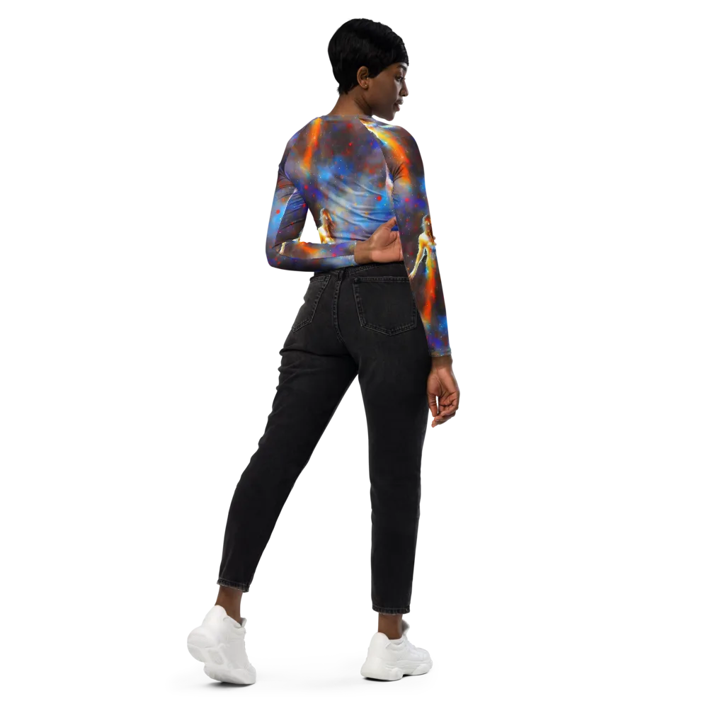 Impressionist Drift on Long Sleeve Crop Top — Right Back