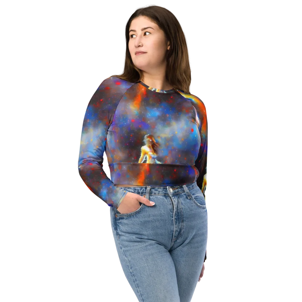 Impressionist Drift on Long Sleeve Crop Top — Front