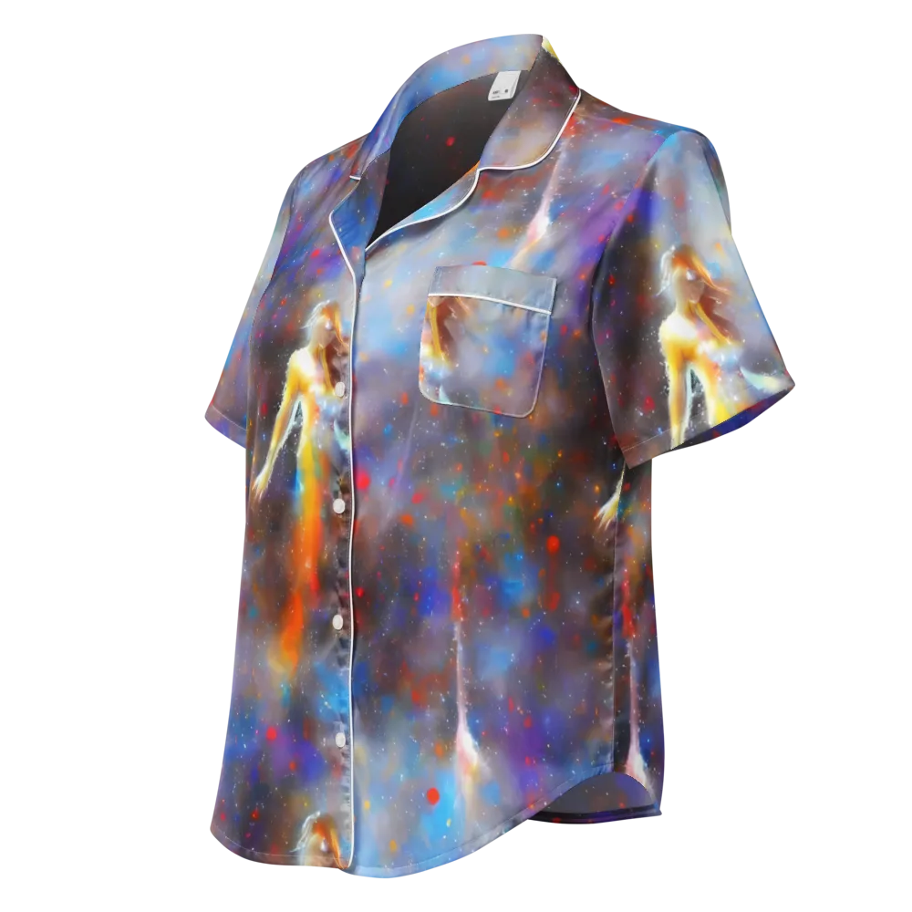 Impressionist Drift on Women's Short Sleeve Pajama Top — Left Front