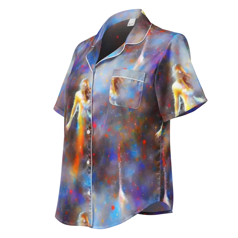 Impressionist Drift on Women's Short Sleeve Pajama Top — Left Front