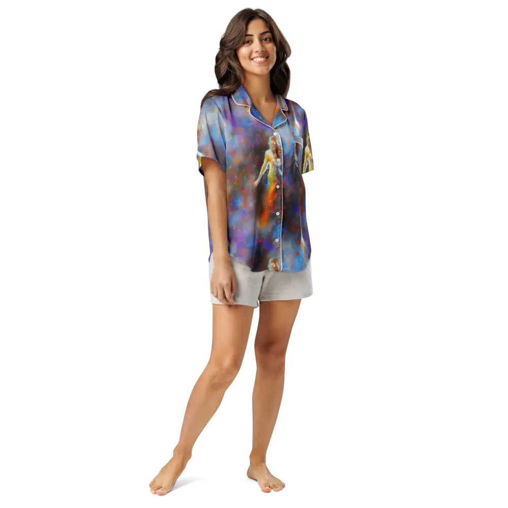 Impressionist Drift on Women's Short Sleeve Pajama Top — Front