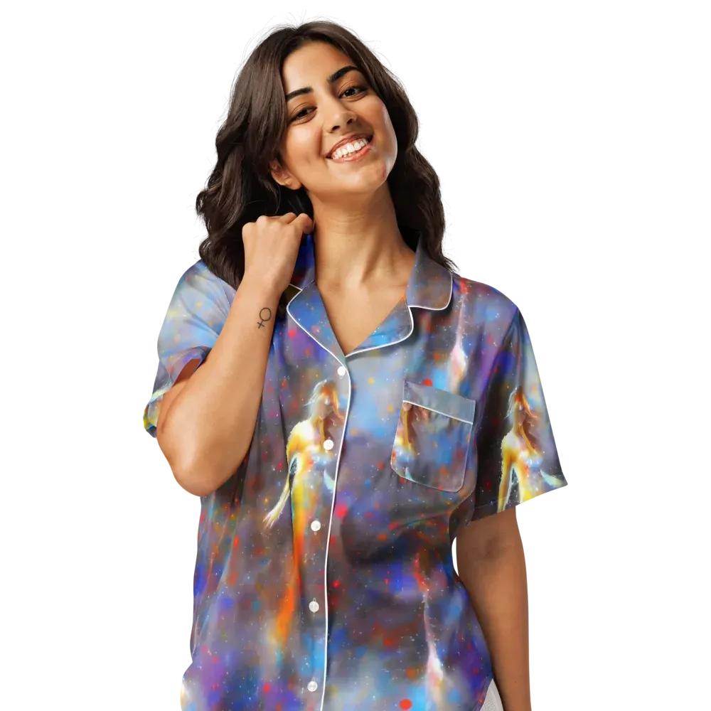 Impressionist Drift on Women's Short Sleeve Pajama Top — Front