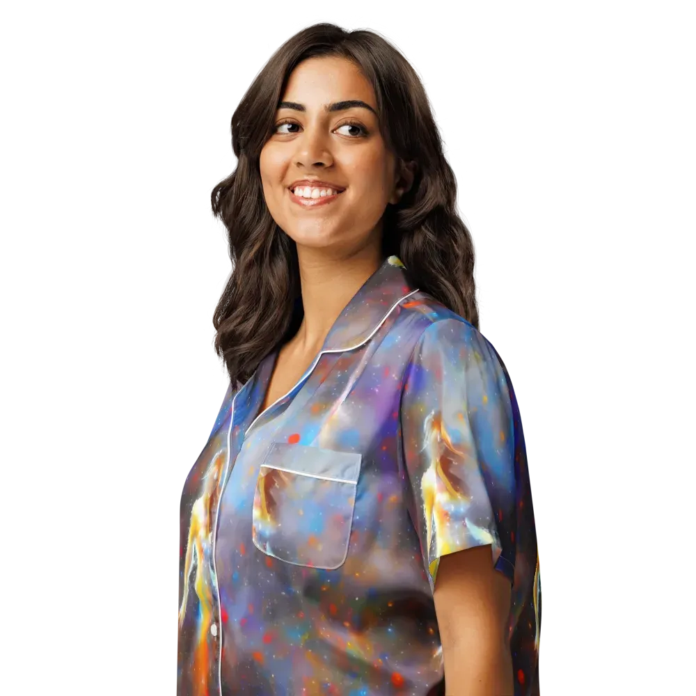 Impressionist Drift on Women's Short Sleeve Pajama Top — Left Front